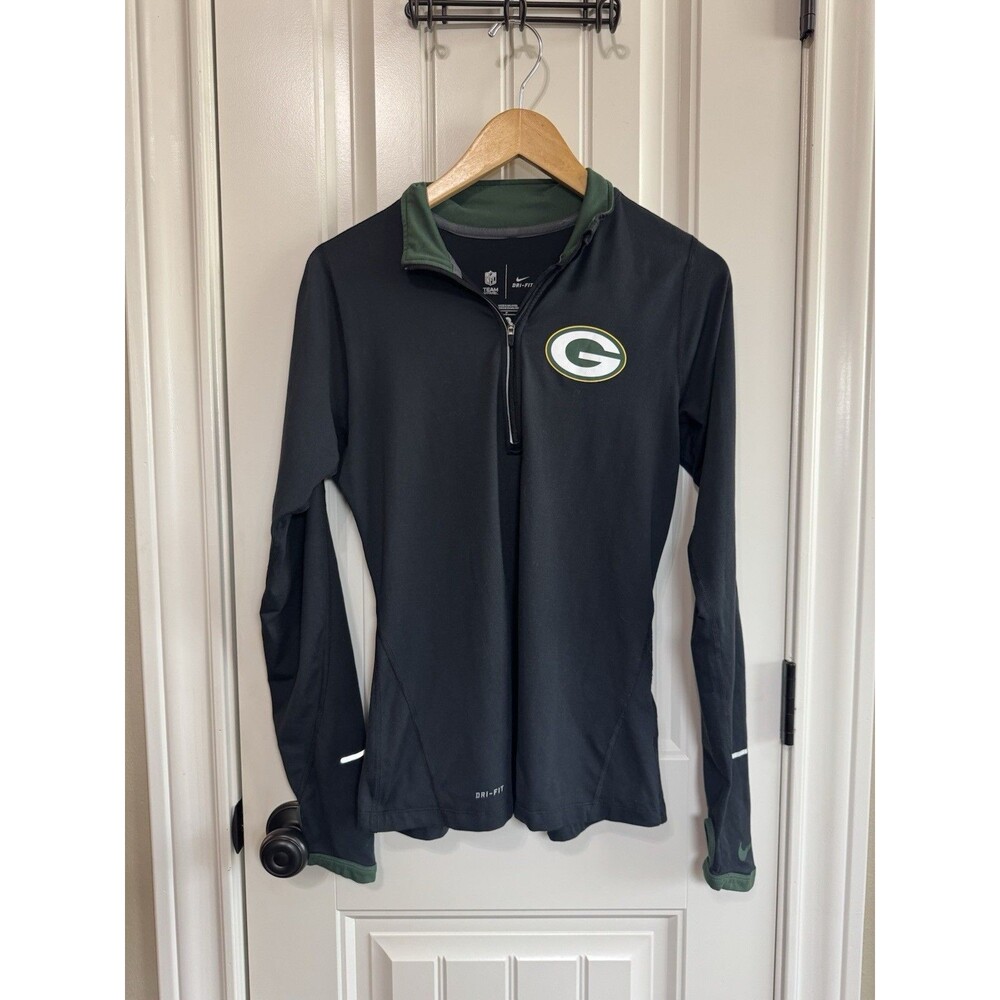 Nike Green Bay Packers Womens Small Dri-FIT 1/4 Zip Pullover Black NFL